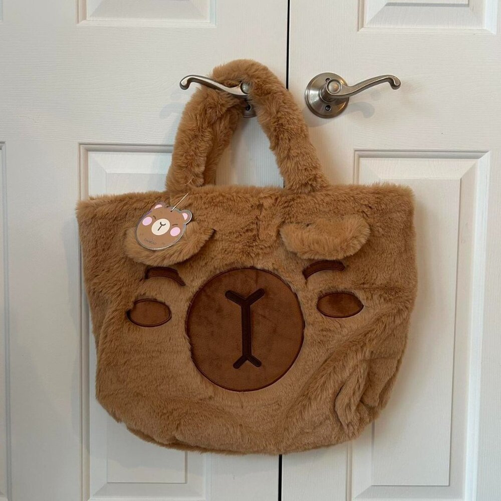 DANBAR BROWN FUZZY CAPYBARA LARGE TOTE brand new with tags